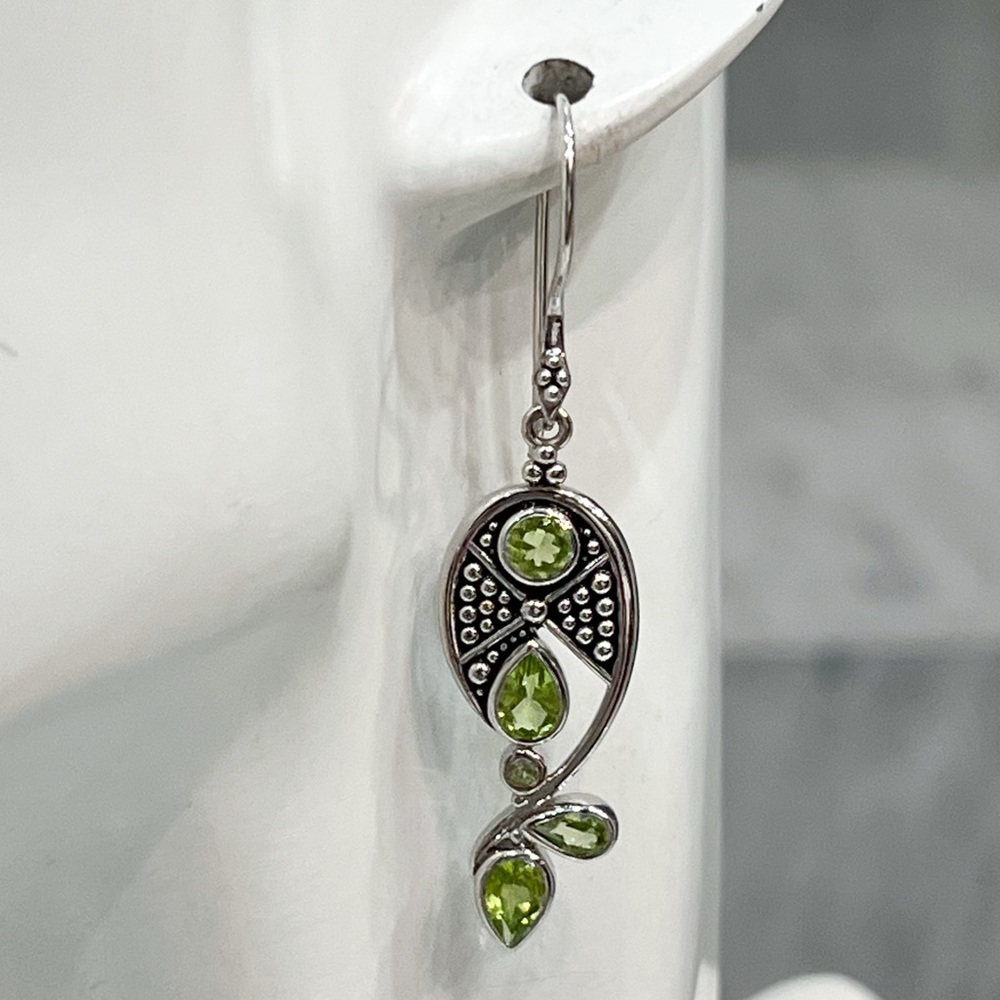 SAJEN Sterling Silver Peridot Dangle Earrings - Picture 6 of 10